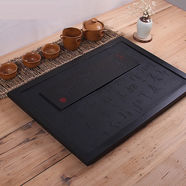 5Cgo 520285501532 物載厚德烏金石茶盤黑金石石頭茶盤石茶臺茶船泡茶品茗多種尺寸 53*37cm AGL09300