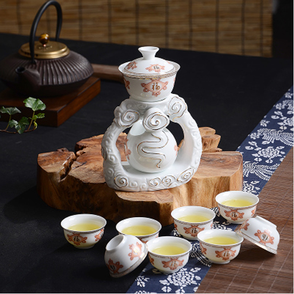 5Cgo 44724912737 高檔青花瓷整套功夫茶具龍泉青瓷全自動茶具創意茶漏泡茶杯喝茶蓋碗品杯  LAY13100