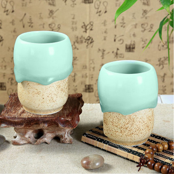 5Cgo 43115624481 半陶半釉茶杯辦公杯個人杯陶瓷茶杯水杯泡茶杯茶具小杯青釉小口杯主人杯  LAY23000