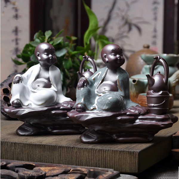 5Cgo 20054059075 茶寵擺件茶具配件茶具套裝茶道茶玩哥窯汝窯臥坐小和尚茶趣茶盤擺飾   LAY69000