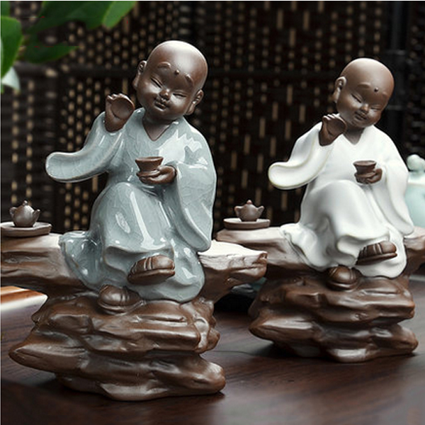 5Cgo 27157184002 茶寵擺件功夫茶具配件套裝茶道茶玩哥窯汝窯品茶可愛小和尚彌勒佛  LAY69000