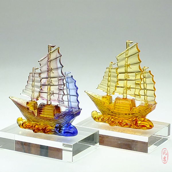5Cgo 17362252658 琉璃工藝品 家居裝飾品擺設客廳工藝品 一帆風順 船琉璃創意辦公桌擺件 附禮盒  GSX65200