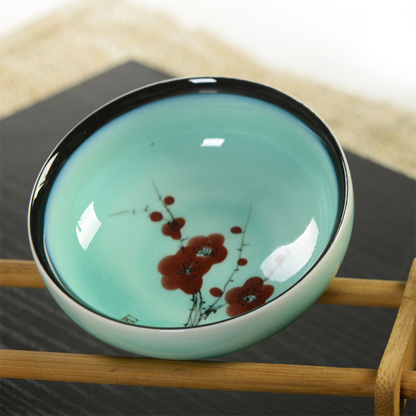 5Cgo  38086414056 禦泉手繪紅梅單杯主人杯品茗杯陶瓷茶杯茶碗功夫茶具茶壺配件山水圖 八個杯  LAY63100