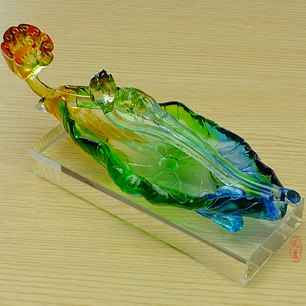 5Cgo 16722338367 琉璃工藝品 創意禮品琉璃寶蓮如意擺件 家裝飾品現代簡約擺件蓮花  附禮盒  GSX63400