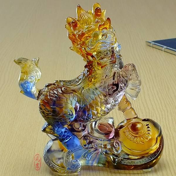 5Cgo 19154665911 琉璃工藝品琉璃喬遷搬家禮品 鎮宅辟邪招財麒麟擺件辦公桌擺飾單個 附禮盒  GSX69900
