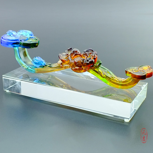 5Cgo 45653362193 琉璃工藝品閨蜜結婚禮物 如意一生創意定制紀念品 琉璃客廳如意擺件 附禮盒  GSX66300