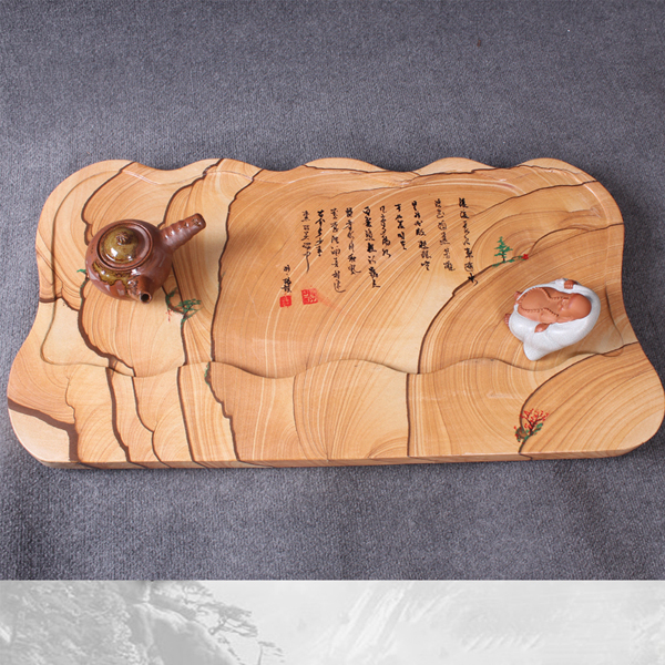 5Cgo 35591064433 砂岩石茶盤石茶海石茶船石茶台石茶桌山水畫茶盤泡茶桌茶道茶文化 60*38cm  LAY65010