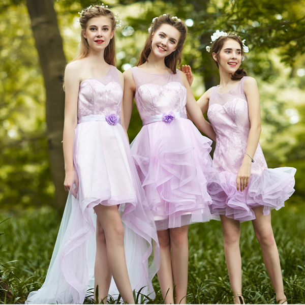 5Cgo 521270703027 新娘結婚禮服敬酒服 伴娘禮服短款顯瘦紫色宴會晚禮服 伴娘服  GSX86200