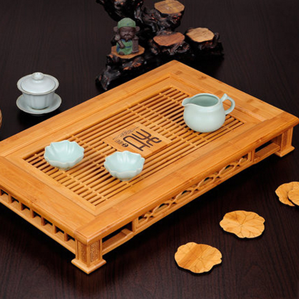 5Cgo 10770253703 天然竹茶盤功夫茶具竹制茶托盤抽屜式排水茶海茶台泡茶桌茶具桌茶道 小號  LAY83100