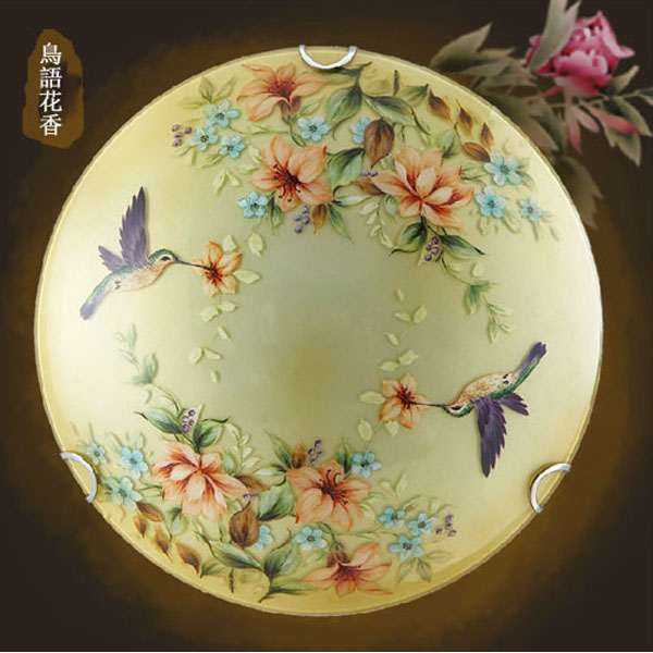 5Cgo 18890466944 臥室燈浪漫創意吸頂燈溫馨陽台吸頂燈燈具中式餐廳客廳書房手工繪畫蝴蝶復古-小號 YYY99000