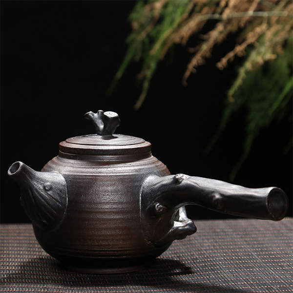 5Cgo 520939898735 手拉壺柴燒茶壺粗陶仿古茶壺側把壺手拉粗陶壺公道杯茶海功夫茶具燒水壺  LAY81100