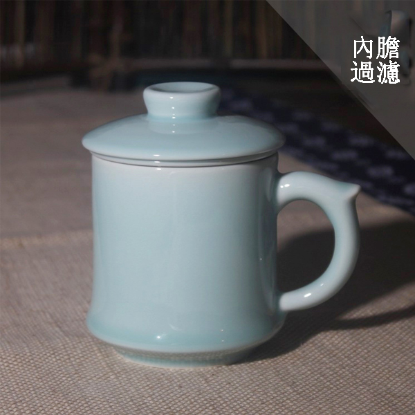 5Cgo 19011482518 龍泉青瓷過濾茶杯帶蓋陶瓷水杯辦公杯會議杯弟窯馬克杯青花瓷商務杯   LAY08000