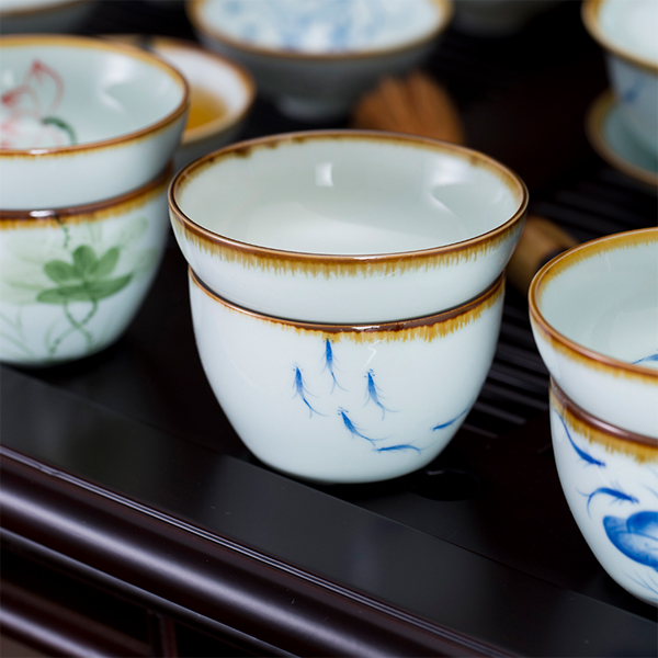 5Cgo  520744276058 手繪青花瓷茶漏茶濾景德鎮陶瓷荷花功夫茶具零配件釉下彩過濾網茶道  LAY82000