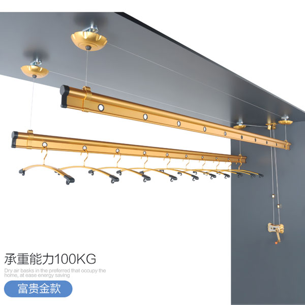 5Cgo 8374911924 升降晾衣架手搖自動雙杆式晾衣杆室內陽台涼衣架曬衣架酒店居家陽台空間拓展DIY簡約安裝潢小型戶收納1.2m CHX82100