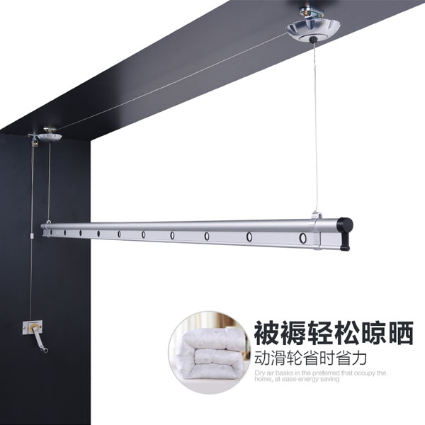 5Cgo 9267398044 單杆加厚手搖升降晾衣架室內陽台涼衣架自動曬衣架晾衣杆酒店居家陽台曬衣架DIY簡易組裝小型戶收納空間拓展1.5m CHX04100