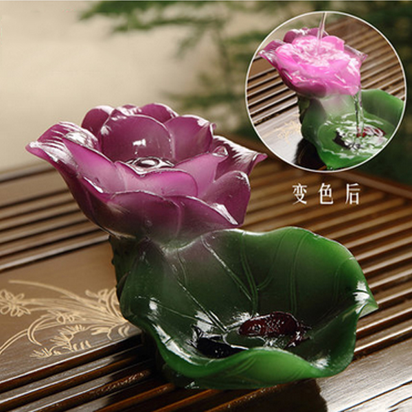 5Cgo 45794069104 茶寵配件變色荷花茶具配件茶寵擺件樹脂茶玩功夫茶具茶盤擺飾客廳  LAY93000