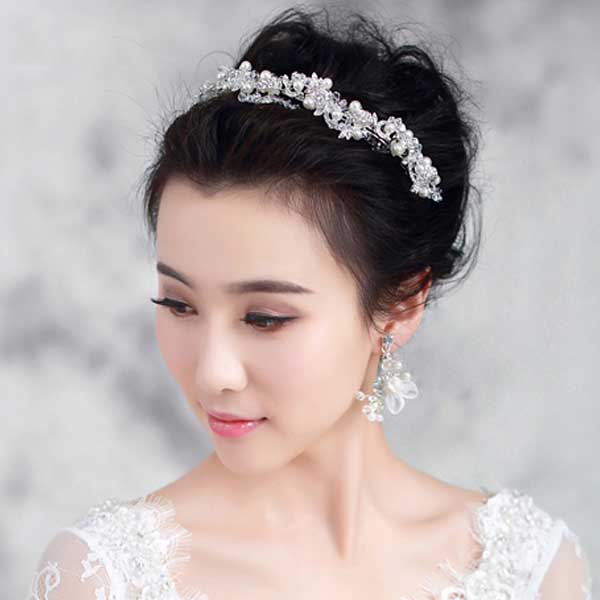 5Cgo 43933754442 千色新娘頭飾軟髪箍韓式水鑽皇冠結婚髪飾婚紗配飾品髪飾  GSX69000