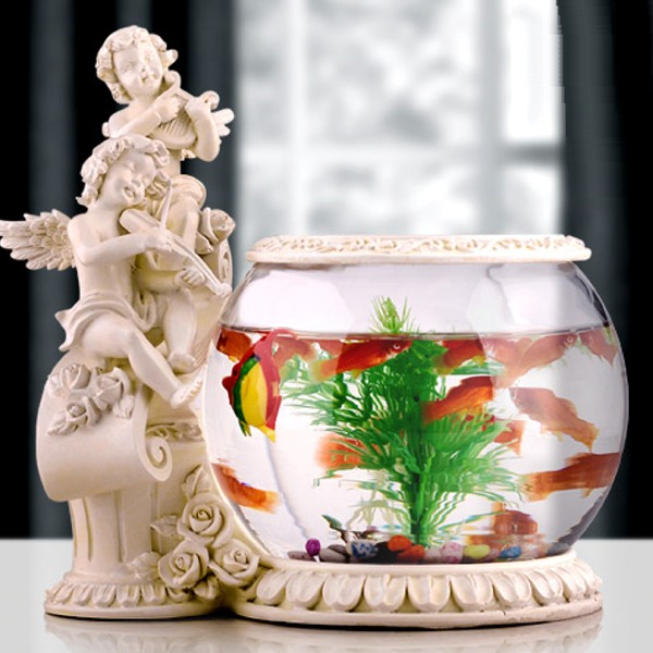  5Cgo 44204544415 天使款客廳裝飾品家居飾品歐式水族小魚缸樹脂玻璃金魚收銀台門市咖啡廳擺飾 AGL81100