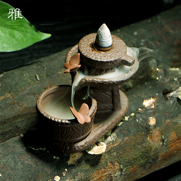 5Cgo  44434185303 倒流香創意香道家居擺件陶瓷家居用品香爐爐煙倒流花香香薰爐線香塔香 LAY52000