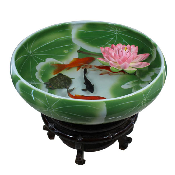5Cgo 41098462853 景德鎮陶瓷魚缸金魚缸烏龜缸睡蓮缸陶瓷魚盆金魚盆酒店大堂辦公室風水魚招財庭院假山裝飾擺件裝飾典雅荷花 CHX89100