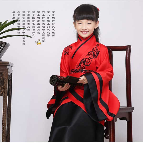 5Cgo 522810084388 兒童古裝漢服繡花曲裾 女童改良漢服成人禮服裝經典漢服寫真服  GSX88100