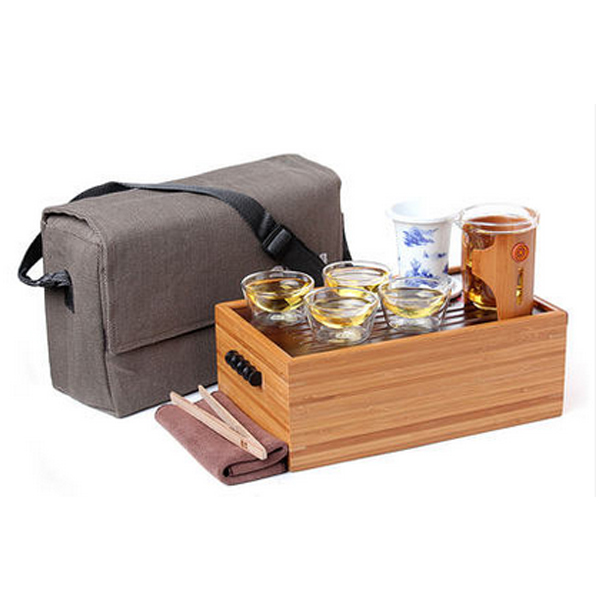 5Cgo  36238542788 便攜式旅遊旅行茶具套裝玻璃茶杯茶壺功夫茶海茶盤整套泡茶茶具  LAY88200