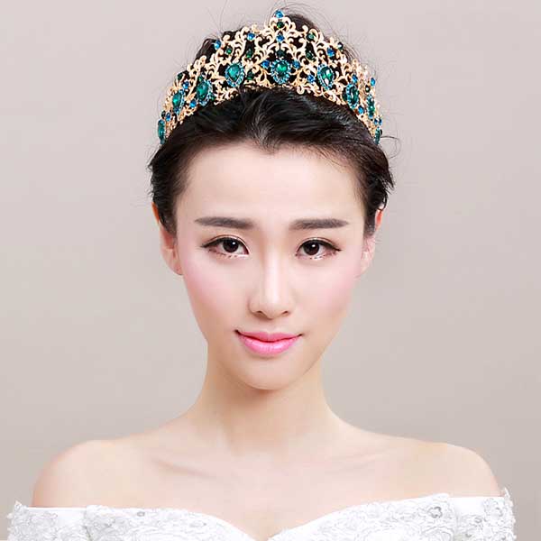 5Cgo 523281660050 千色新娘藍魅複古新娘皇冠頭飾巴洛克結婚王冠女王婚紗髪飾品 配飾   GSX51100
