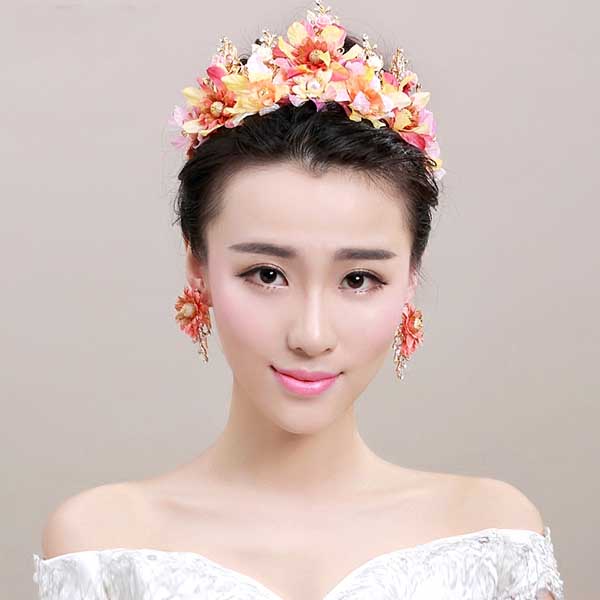 5Cgo 523246480362 千色新娘花之盛典新娘王冠歐美花朵頭飾結婚大皇冠套裝髪飾  配飾   GSX88100