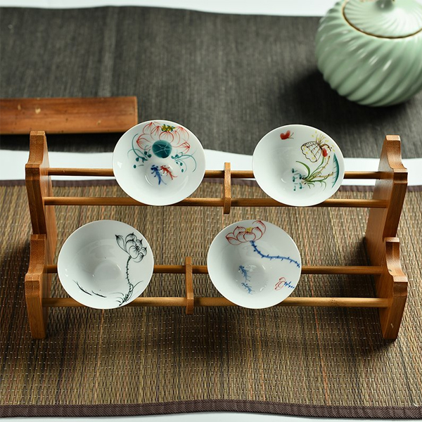 5Cgo 523393526681 景德鎮高白薄胎青花瓷鬥笠杯品茗杯陶瓷功夫茶具茶杯主人單杯茶碗 8個杯  LAY8410