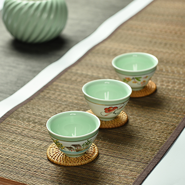 5Cgo   523393730189 品茗杯陶瓷景德鎮色釉瓷個人杯鬥笠單杯功夫茶具防燙小茶杯主人杯 6個杯  LAY31100