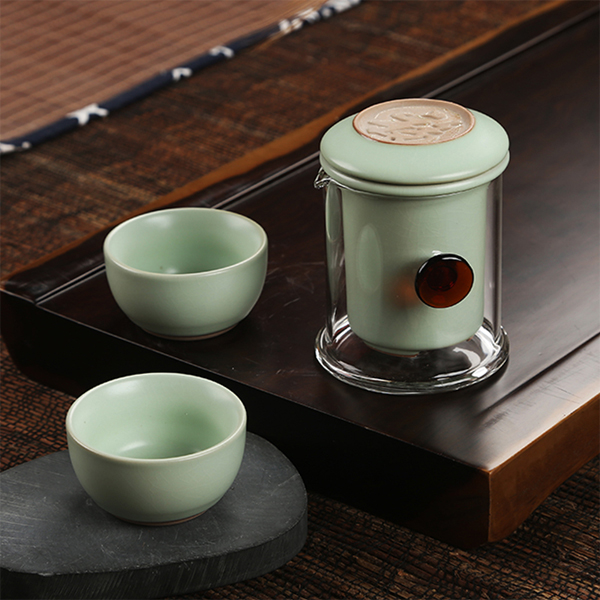 5Cgo    40944403487 汝窯紅茶哨子旅行茶具整套紅茶專業泡茶器陶瓷雙耳茶壺普洱快客杯  LAY86000