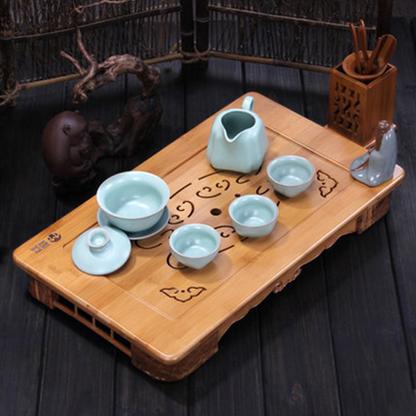5Cgo  44393484310 大號竹茶盤功夫茶具竹制抽屜式儲水茶盤小號茶台茶海茶托盤茶海  LAY92100