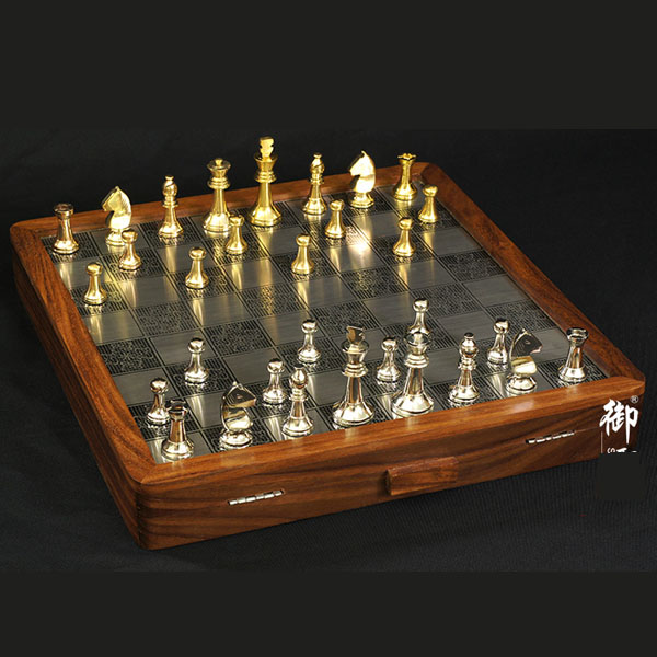 5Cgo 36365320128 金屬套裝設計獨特大號國際象棋棋西洋棋樣板房實木合金酒店會所裝潢辦公室文具擺設住宅居家娛樂趣玩小號 CHX05600