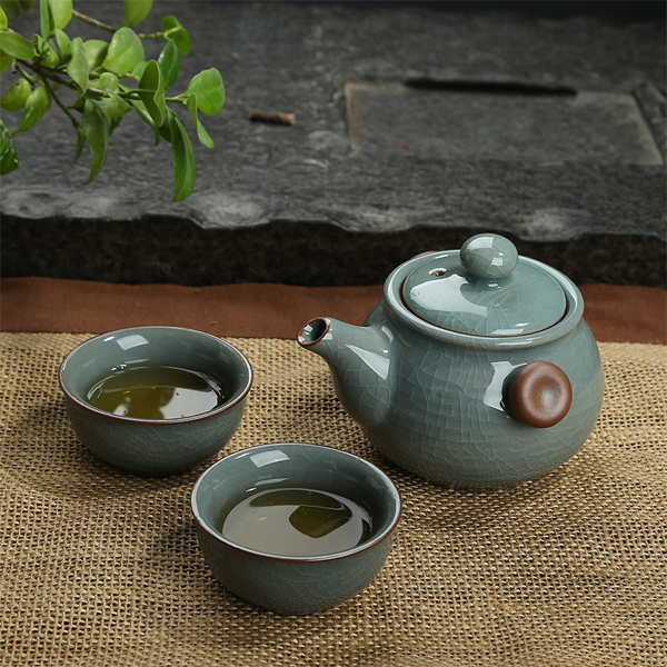 5Cgo  40979203118 哥窯功夫旅行茶具一壺兩杯辦公手抓泡紅茶器快客杯普洱茶壺  LAY08000