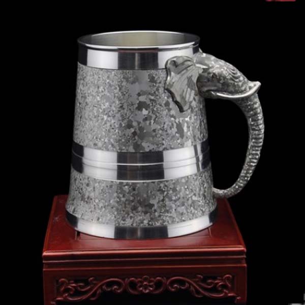 5Cgo  9571505726 中國斑錫産自錫都個舊錫杯啤酒杯水杯茶杯錫器象頭杯子裝茶杯泡茶  LAY58700