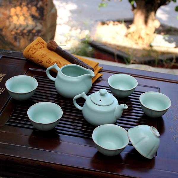 5Cgo   44029822799 汝窯茶具整套開片冰裂汝瓷茶壺茶杯陶瓷側把壺功夫茶具茶杯 8件   LAY85200