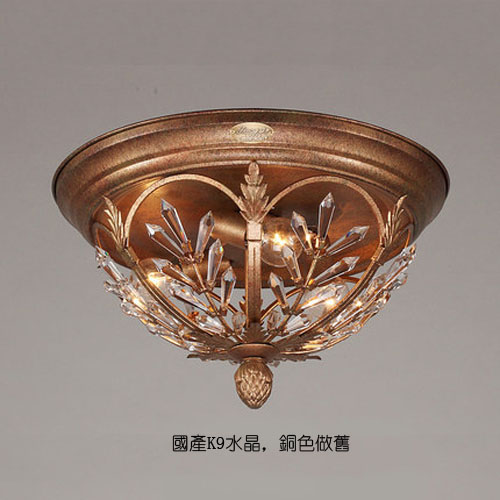 5cgo 42912848017 新中式美式鐵藝水晶吸頂燈個性復古手工家居吸頂燈具-38cm LKM99600