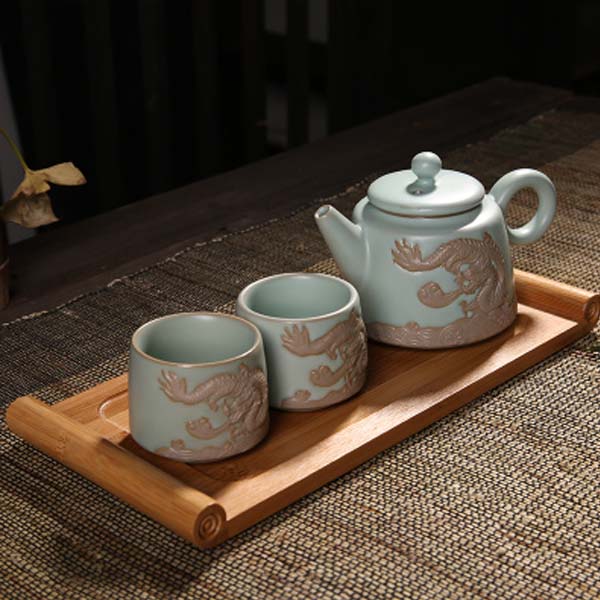 5Cgo  40660918173 陶瓷茶杯功夫汝窯茶杯開片茶水杯品茗杯辦公茶杯陶瓷茶具一壺兩杯     LAY63100