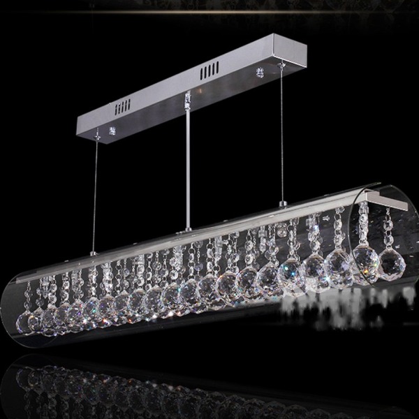 5Cgo 21029363314 LED 水晶燈吧台餐桌燈餐廳燈具客廳水晶吊燈意大利設計師酒吧櫃台G4燈長條圓管 90CM SHM05600