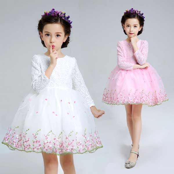 5Cgo 522719690693 花童禮服 兒童禮服裙女童長袖公主裙蓬蓬裙童裝連衣裙夏婚禮婚紗  GSX99000