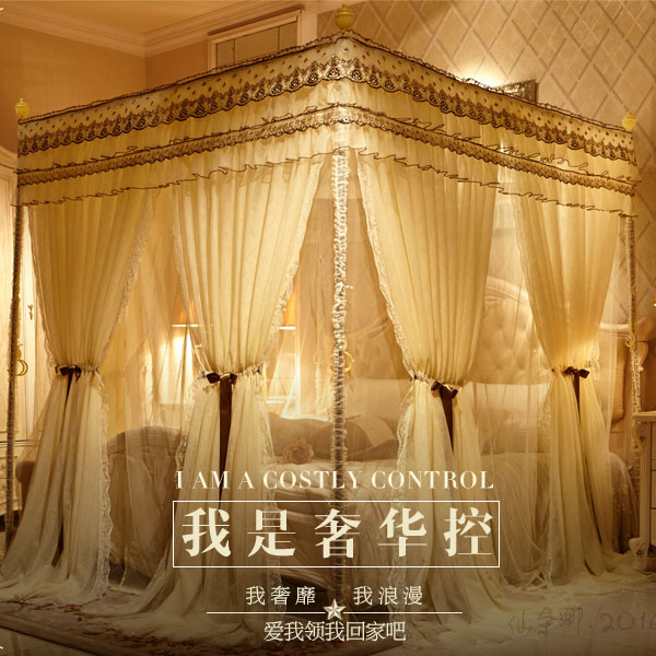 5Cgo 527529595035 三開門落地式公主蚊帳雙層蚊帳婚慶床品床幔不鏽鋼宮廷帳子雙人床臥室居家紡1.8m仙本那 CHX92300