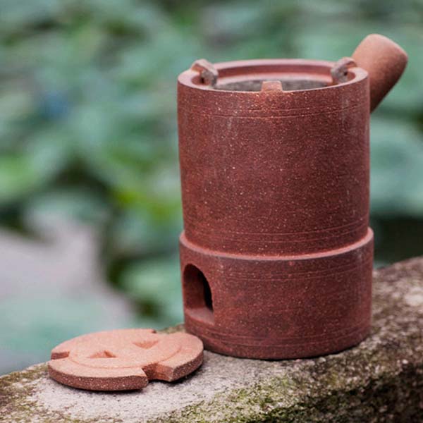 5Cgo 40693119811 獨秀爐茶道煮茶壺炭爐功夫茶爐茶具用品碳爐燒水壺潮州砂铫紅泥爐工夫茶四寶一爐HZS83300