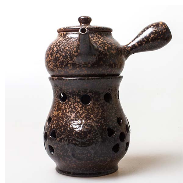 5Cgo 522693498611 茶道日式煮茶器粗陶酒精茶爐普洱側把茶壺紅茶溫茶器煮茶爐套裝一壺一爐HZS95100