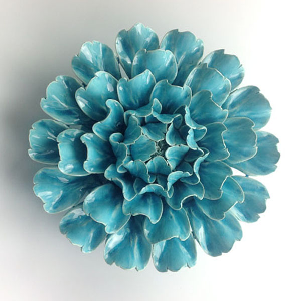 5Cgo 27345156769 現代中式手工陶瓷蓮花牡丹花朵裝飾品立體壁掛牆飾壁飾擺件白黃藍立體牆貼客廳臥室電視機背景牆居家裝飾 CHX79200