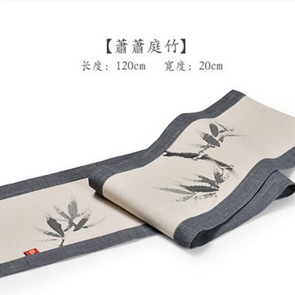 5Cgo 43535433833 韓式手繪茶室麻布茶鋪禅意茶巾布藝茶桌布茶旗茶道桌旗蓋布榻榻米茶几小邊幾工作間復古仿古禪室 CHX89000