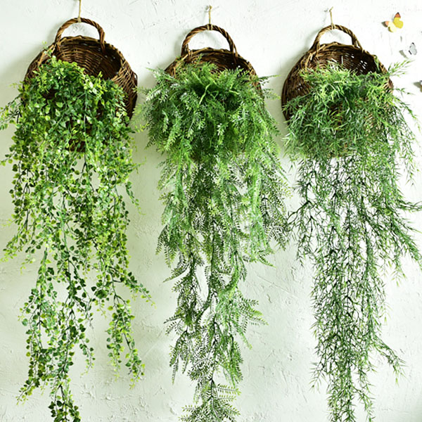 5Cgo 524858681415 立體仿真植物牆飾柳編配吊蘭花壁飾創意家居客廳臥室牆面壁掛店鋪擺設計咖啡廳花店辦公室陽台臥室 CHX76000