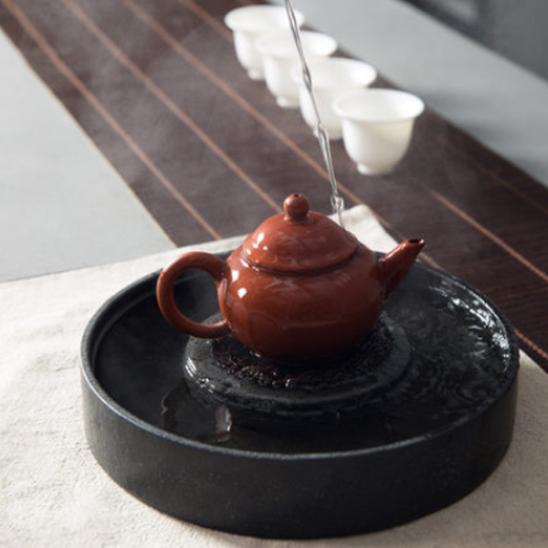 5Cgo 530884968165 烏金石茶盤陶瓷茶托紫砂小乾泡台茶盤承粗陶茶道功夫茶具茶壺墊 圓形直徑20cm HZS89400