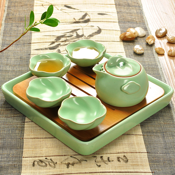 5Cgo 524780512698 汝窯旅行茶具套裝紅茶普洱泡茶器雙耳玻璃茶具內膽過濾器旅行袋HZS85100