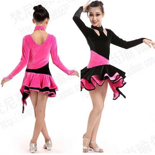 5Cgo 521766419039 蔓絲絨秋冬新款少兒拉丁舞服裝女拉丁舞表演服帶鑽演出服 不帶鉆款  GSX99000