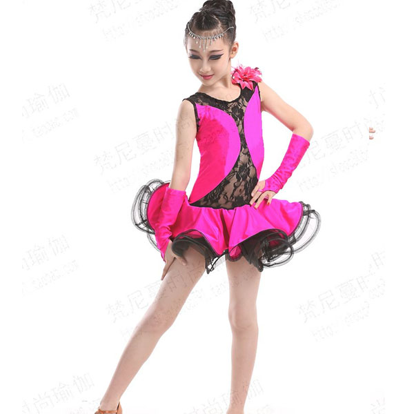 5Cgo 44799642182 兒童拉丁舞服裝倫巴 恰恰 桑巴少兒拉丁舞練功服女孩比賽演出服  帶鑽款 GSX50200